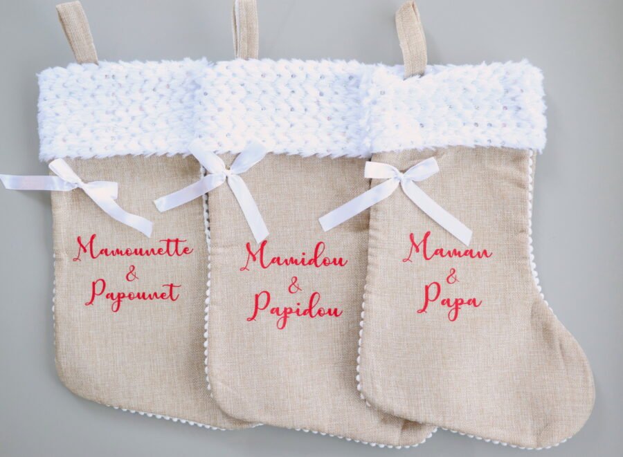 Chaussettes bottes de Noël papa maman