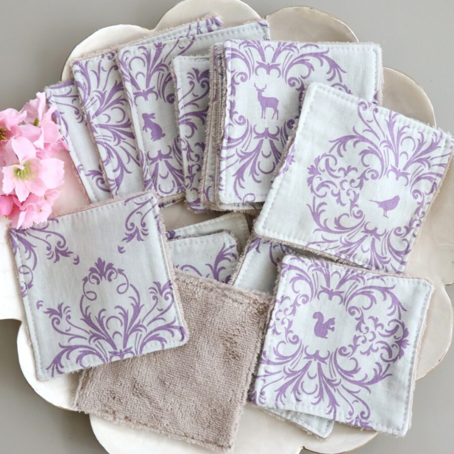 Coton lingette lavable arabesque violet
