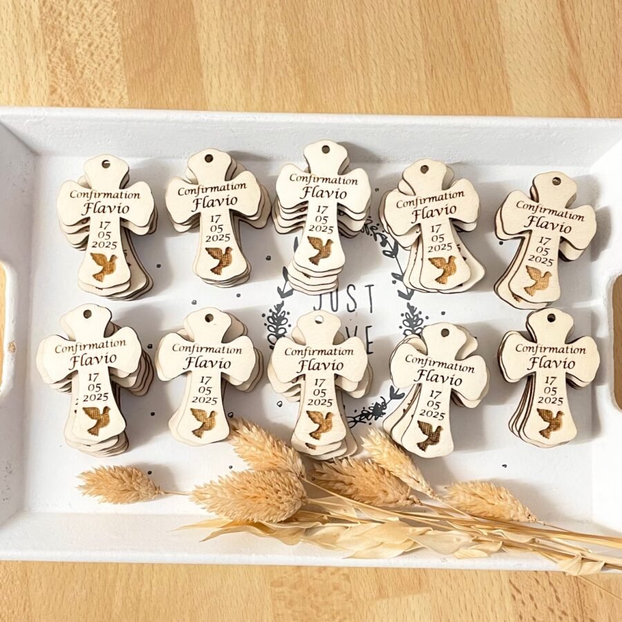 Etiquette croix colombe confirmation