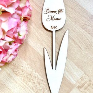 Tulipe éternelle fête des mères grands-mères fleur gravée