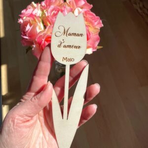 Magnet fleur éternelle en bois personnalisée