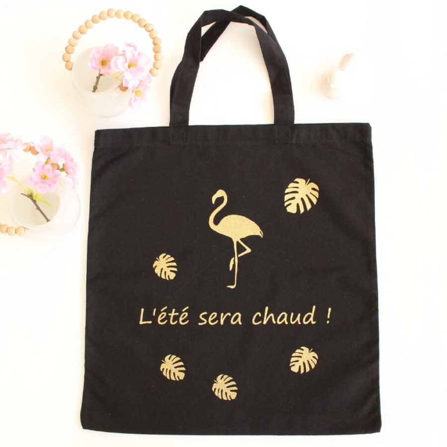Tote bag noir l'été sera chaud