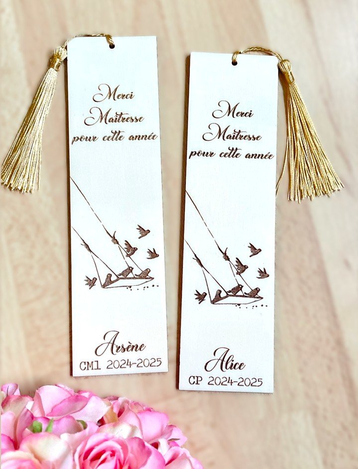Marque page balançoire Merci maîtresse pour cette année