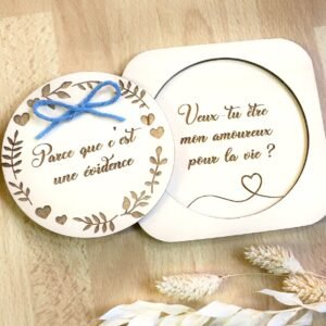Coffret en bois pour demande en mariage
