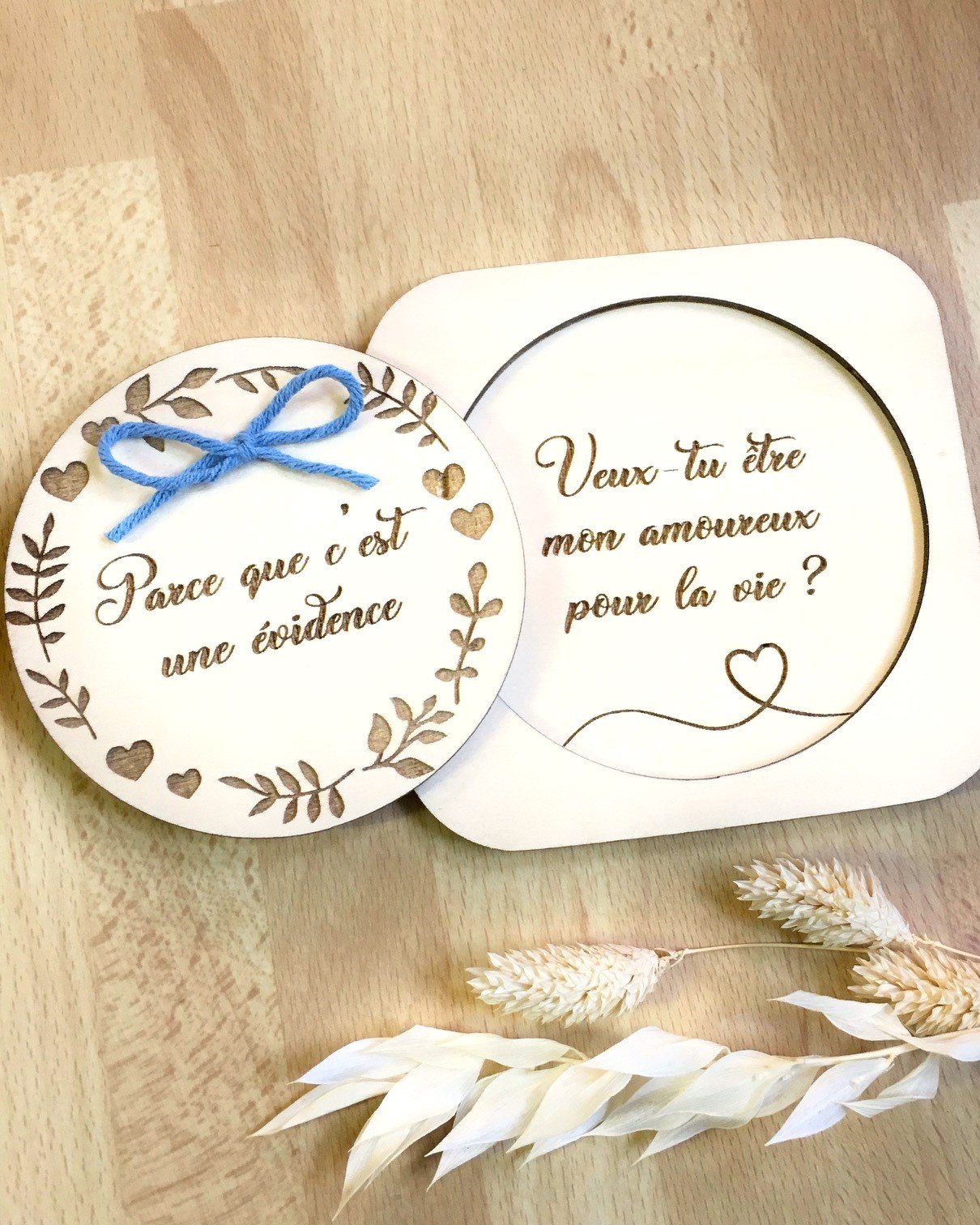 Coffret en bois pour demande en mariage