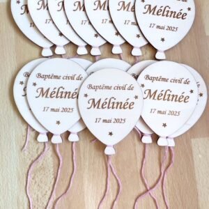 Faire-part de baptême en bois Ballon