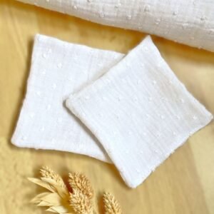 Lingette coton lavable bambou et plumetis blanc