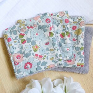 Lingette lavable bambou Liberty porcelaine