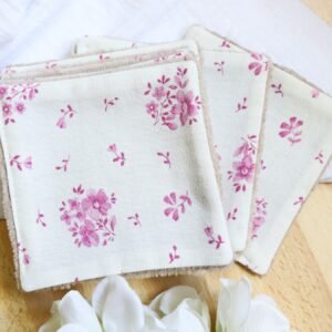 Lingette coton lavable bambou fleurie