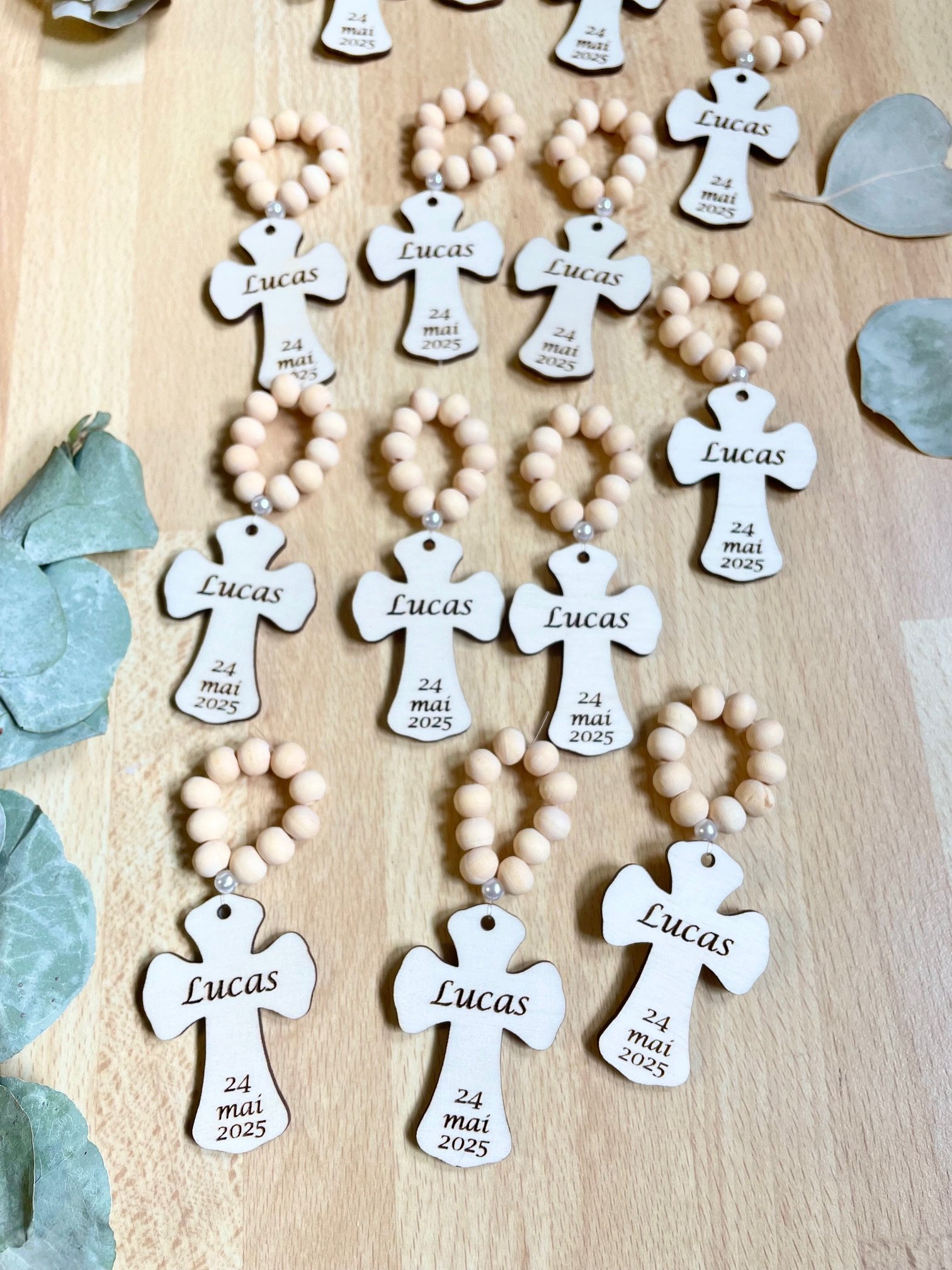 Mini chapelet croix gravée Lucas