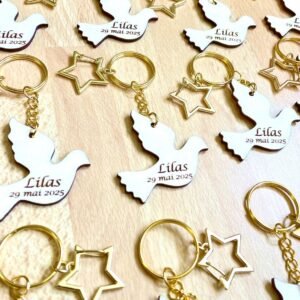 Porte clé colombe étoile doré