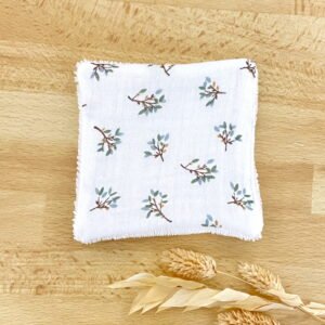 Lingette lavable feuillage bleu