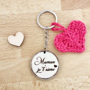 Porte clé cœur crochet Maman